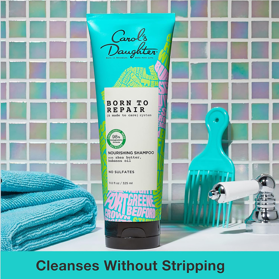 Carol'S Daughter Born To Repair Nourishing Shampoo, Sulfate-Free Hair Care For Curly Hair With Shea Butter, 11 Fl Oz