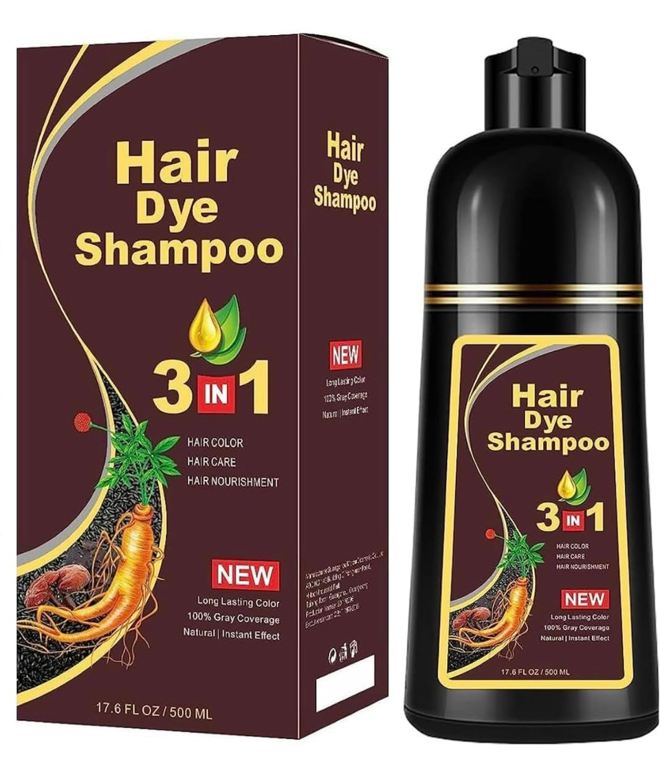 Dimilano Black, Dark Brown & Chestrnut Brown Hair Dye Shampoo For Gray Hair, Herbal Ingredients Shampoo 3 In 1 Unisex, Grey Coverage Shampoo 500Ml Or 17.6 Fl. Oz. (Chestnut Brown)Chestnut Brown