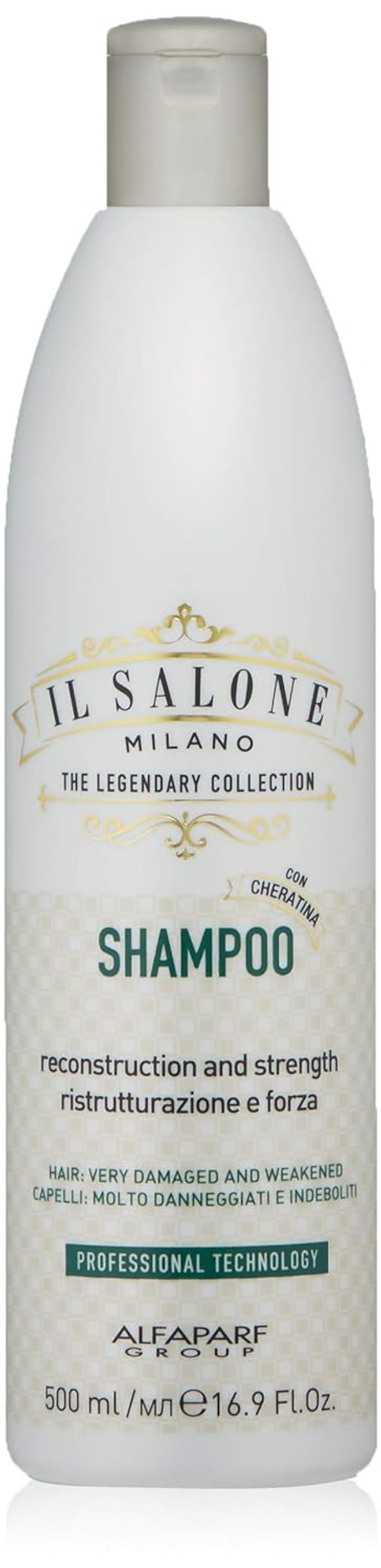 Il Salone Milano Professional Keratin Shampoo For Very Damaged Hair - Reconstruction, Strengthen And Repair - Premium Quality - 16.91 Fl. Oz / 500Ml