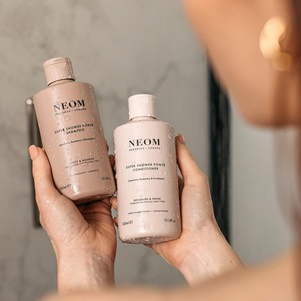 Neom- Super Shower Power Natural Shampoo, 300Ml | Purifying Cleanser | Spearmint, Rosemary & Eucalyptus | For All Hair Types | Vegan