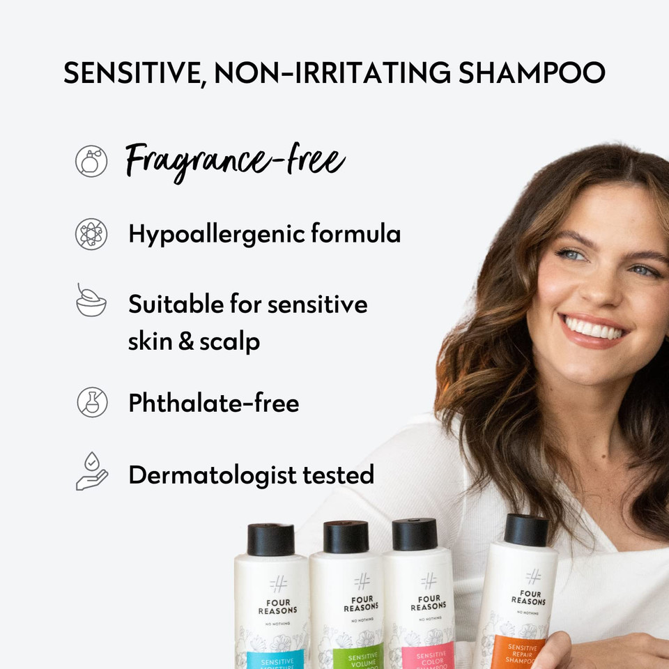 No Nothing Sensitive Shampoo For Color Treated Hair - Fragrance Free Shampoo - Hypoallergenic, Vegan, Paraben Free And Clear Shampoo - Unscented Shampoo For Sensitive Scalp And Skin  10.15 Oz