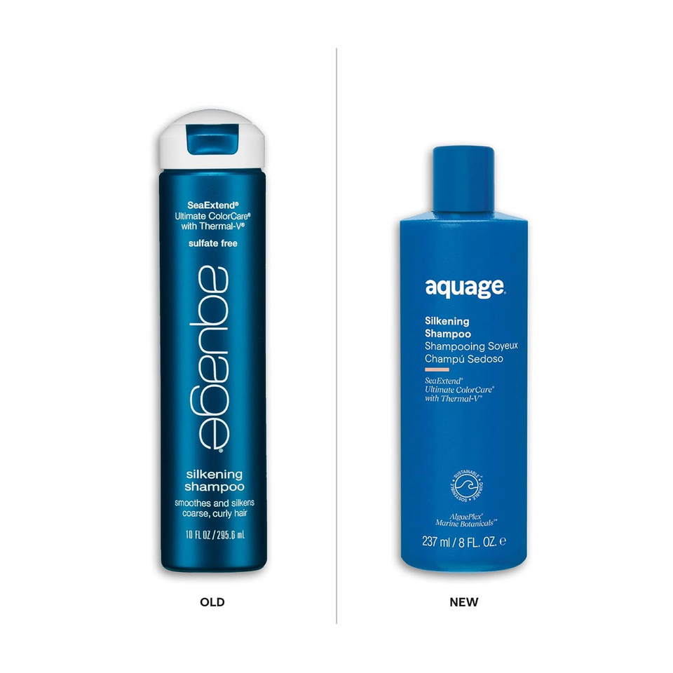 Aquage SeaExtend Silkening Shampoo - Smoothes and Silkens Coarse, Curly Hair, 8 oz