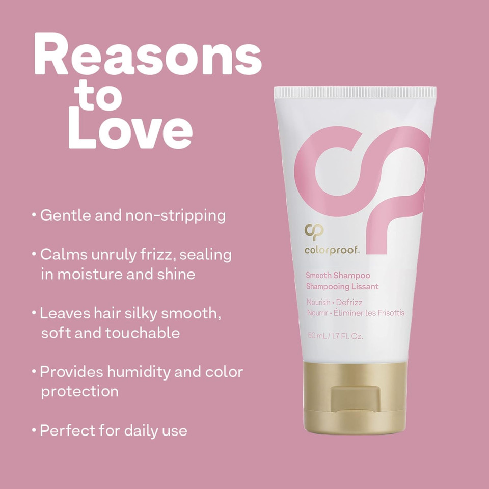 Colorproof Smooth Shampoo, 1.7Oz - For Frizzy Color-Treated Hair, Smooths, Softens & Controls Frizz, Sulfate-Free, Vegan