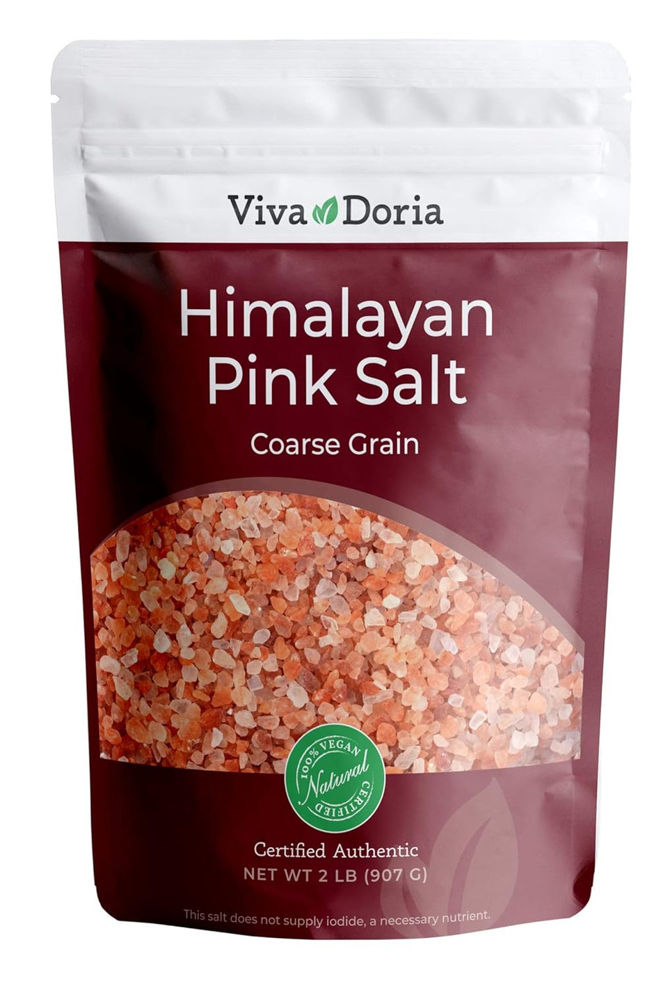 Viva Doria Himalayan Pink Salt, Coarse Grain, Certified Authentic, 2 Lb (907 G) For Grinder Refills2 Pound (Pack Of 1)