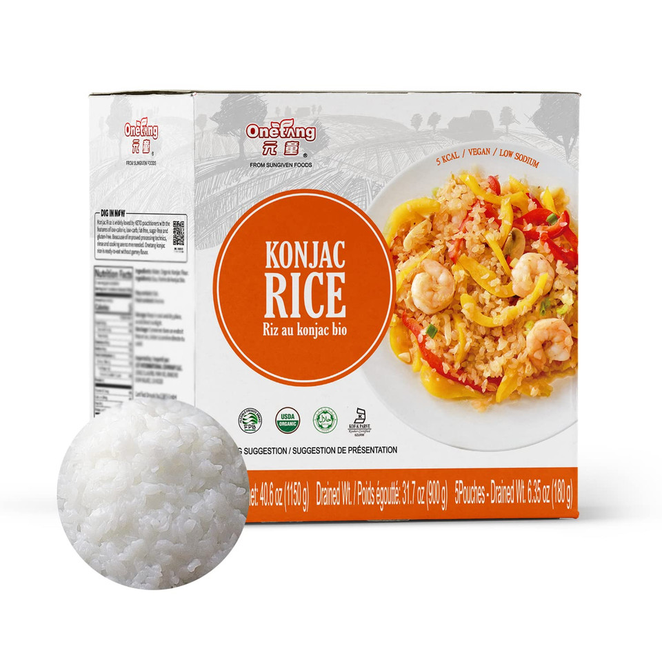 Onetang Organic Shirataki Konjac Rice Pasta, 5 Pack, Vegan, Low Calorie Food, Gluten Free, Fat Free, Keto Friendly, Low Carbs, Holiday Gifts, Healthy Diet 40.6 Oz
