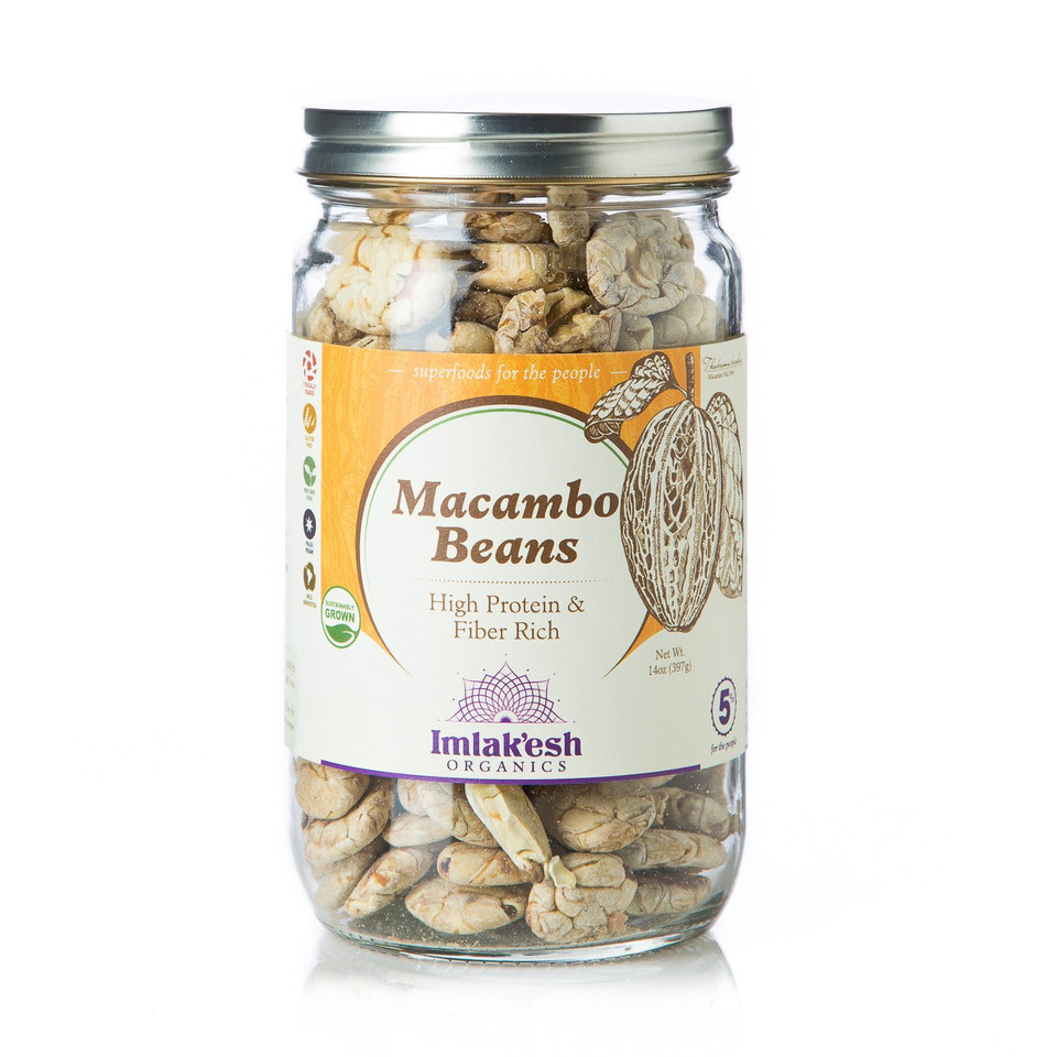 Imlak'Esh Organics, Macambo Beans (14-Ounce Glass Jar), Snackable Super-Nuts  Keto | Paleo | Regenerative | Heirloom | Fiber | Protein | Gluten-Free | Non-Gmo14 Ounce (Pack Of 1)