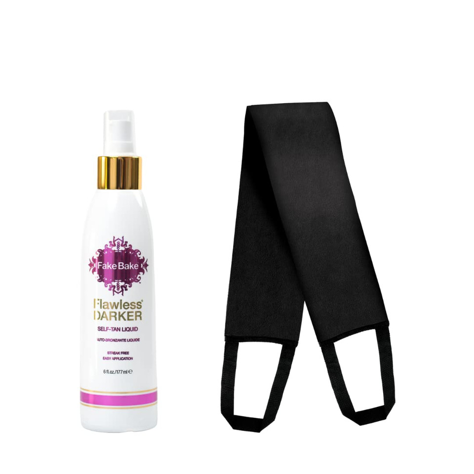 Fake Bake Flawless Darker Self-Tanning Liquid Spray, 6 Oz With Body Mate Self-Tanning Applicator