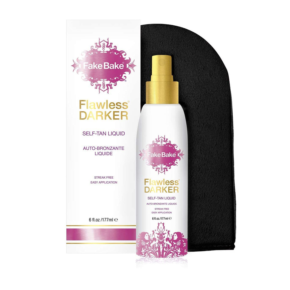 Fake Bake Flawless Darker Self-Tanning Liquid Spray, 6 Oz With Body Mate Self-Tanning Applicator