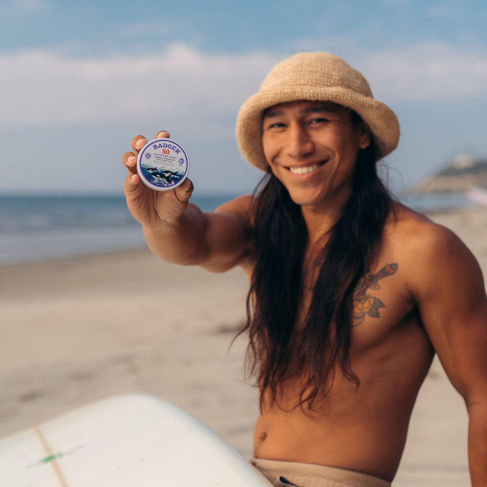 Badger Biodegradable Sunscreen In Metal Tin, Spf 50 Zinc Oxide Sunscreen With 98% Organic Ingredients, Reef Safe, Broad Spectrum, Water Resistant, Unscented, 2.4 Oz