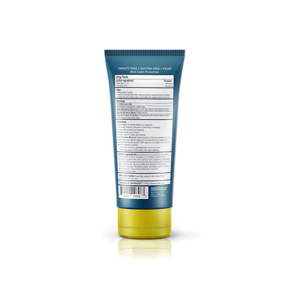 Oars + Alps Spf 37 Sunscreen And Everyday Anti Aging Face Moisturizer, Infused With Hyaluronic Acid, Vitamin E And Vitamin B5, Tsa Friendly, 2 Fl Oz