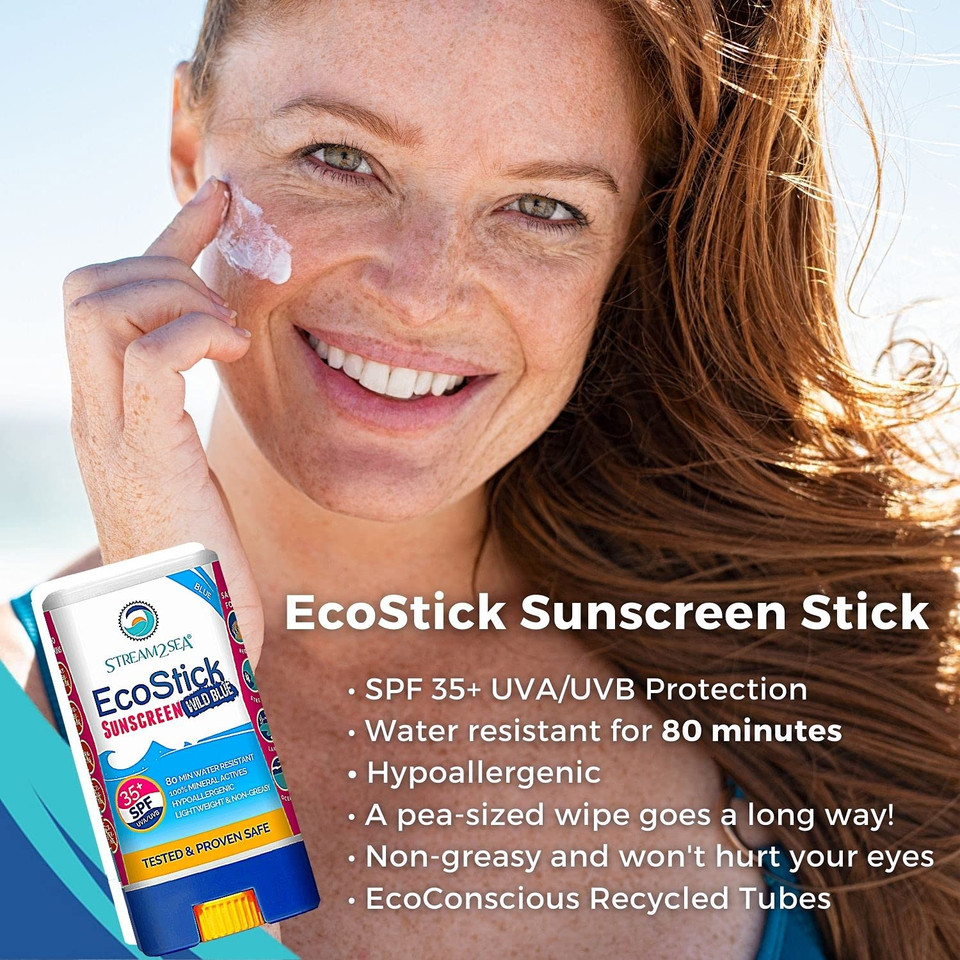 Stream 2 Sea Ecostick Spf 35 Mineral Sunscreen Stick, Sweat And Water Resistant Sunblock, Usda Approved Biodegradable Paraben Free And Reef Safe Sunscreen Protection Against Uva Uvb (Ecostick Sport)