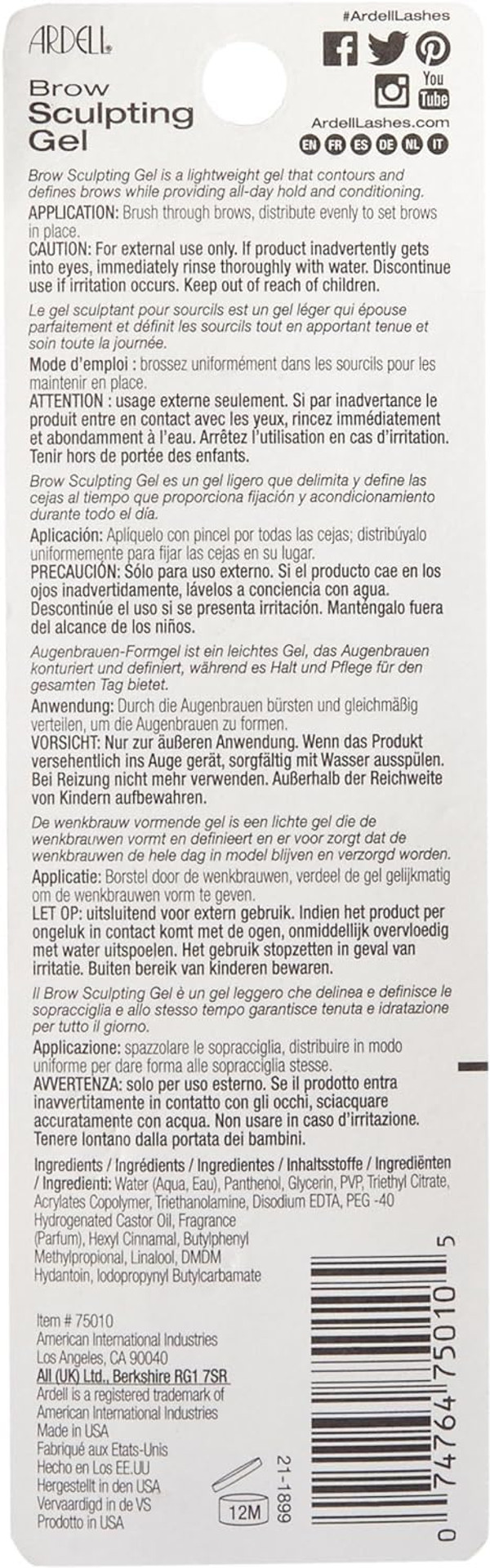 Ardell Brow Sculpting Gel, Clear, 0.25 Ounceclear