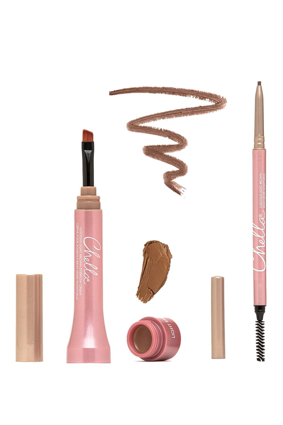 Chella Eyebrow Pencil Eyebrow Cream Combo, Light Brown