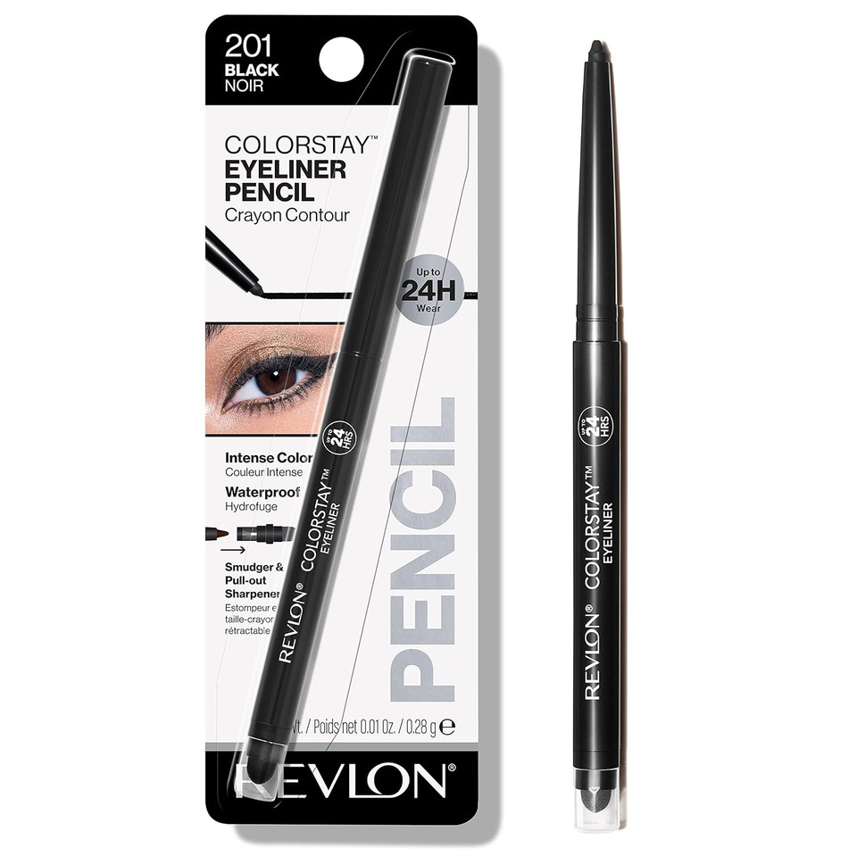 Revlon Pencil Eyeliner, Gifts For Women, Stocking Stuffers, Colorstay Eye Makeup With Built-In Sharpener, Waterproof, Smudge-Proof, Longwearing With Ultra-Fine Tip, 201 Black, 0.01 Ozblack