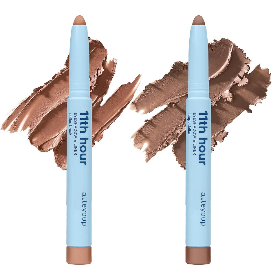 Alleyoop 11Th Hour Cream Eyeshadow Sticks Bundle - Coffee Break (Matte) & Taupe Dollar (Matte) - Waterproof, Smudge-Proof, Crease-Proof Eyeshadow For Over 11 Hours