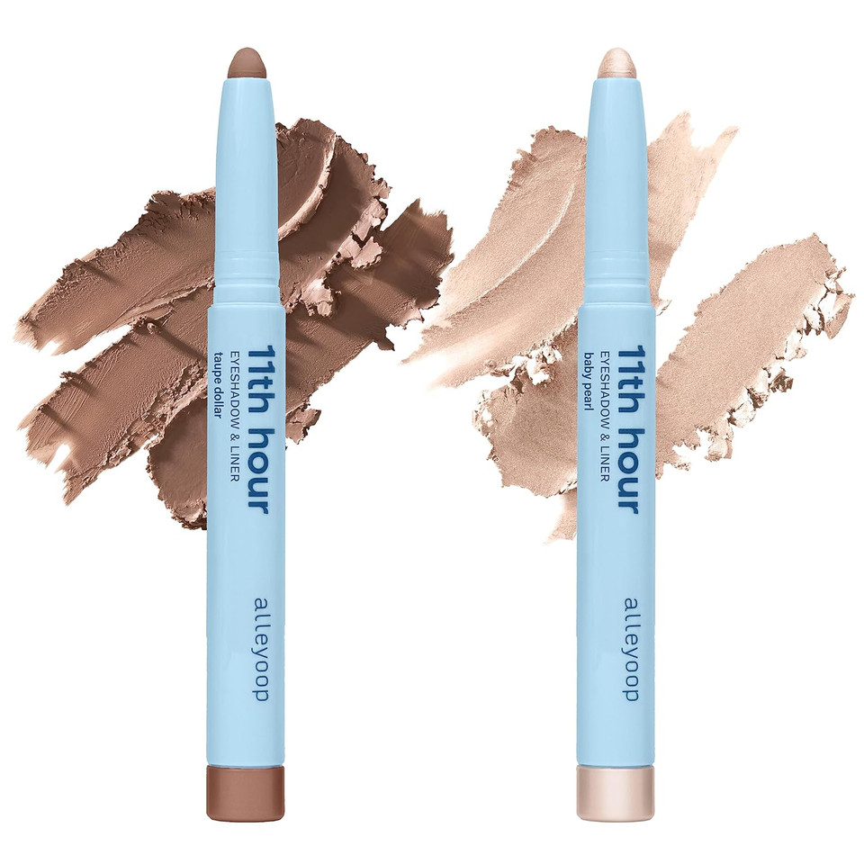 Alleyoop 11Th Hour Cream Eyeshadow Sticks Bundle - Taupe Dollar (Matte) & Baby Pearl (Shimmer) - Waterproof, Smudge-Proof, Crease-Proof Eyeshadow For Over 11 Hours