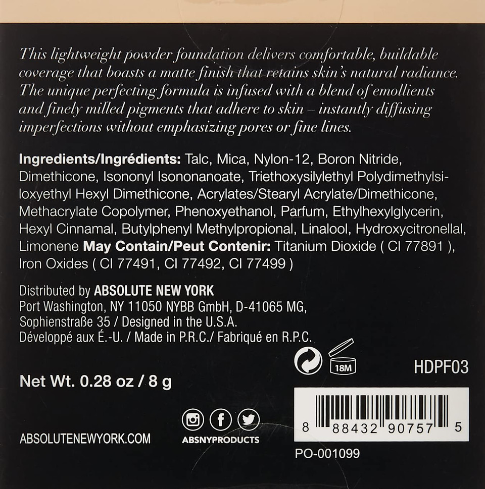 Absolute New York Hd Flawless Powder Foundation (Bisque)