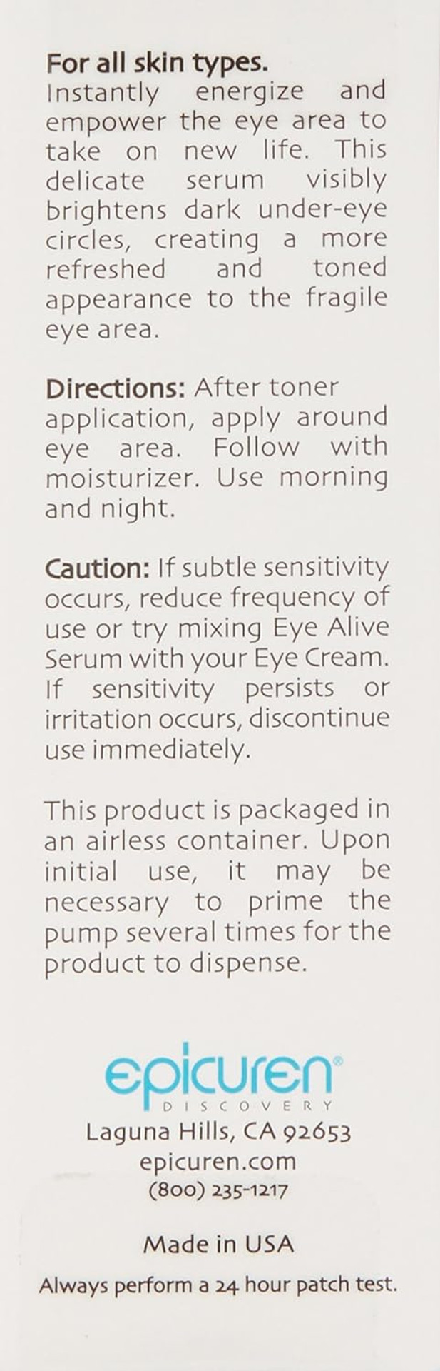 Epicuren Discovery Eye Alive Serum, 0.5 Oz