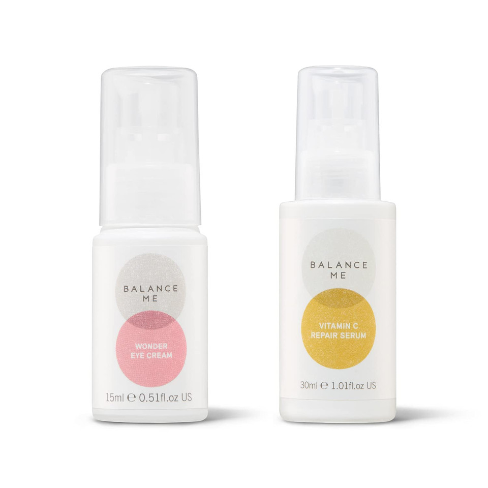 Balance Me Brighten + Hydrate Eyes & Face Duo - Wonder Eye Cream & Vitamin C Repair Serum - Vegan & Cruelty-Free - Hydrates Skin & Reduces Hyperpigmentation