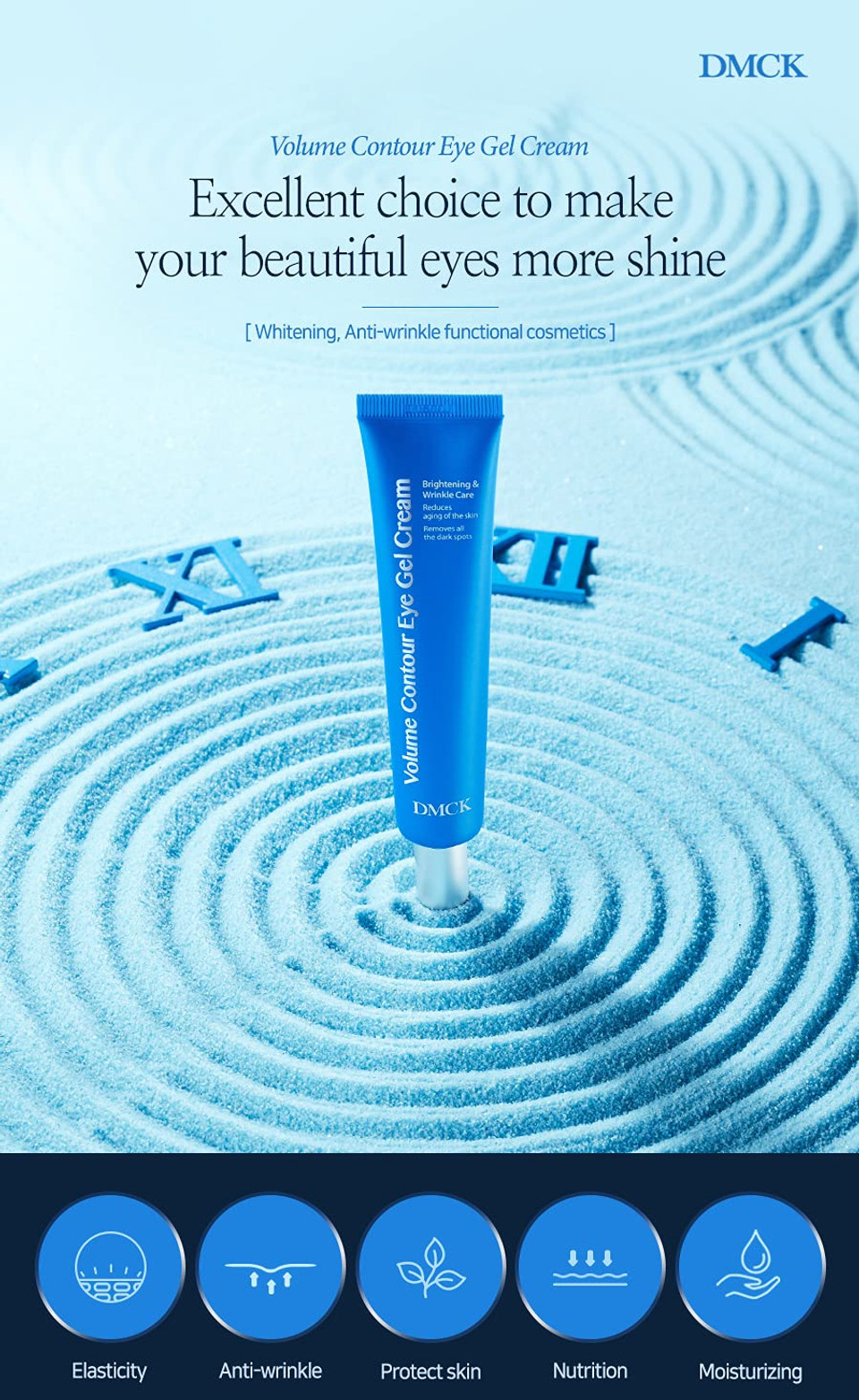 Dmck Volume Contour Stickiness Fine Lines & Wrinkle Care Eye Gel Cream 1.35 Fl. Oz.(40Ml) Snail Secretion Filtrate, Peptide, Centella Asiatica Extract-Daily Eye Care