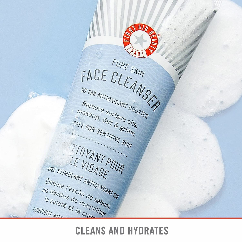 First Aid Beauty Bundle: Eye Duty Niacinamide Brightening Cream, Illuminating Eye Cream For Dark Circles And Puffiness  0.5 Fl Oz.  And Deluxe Mini Pure Skin Face Cleanser  1 Oz