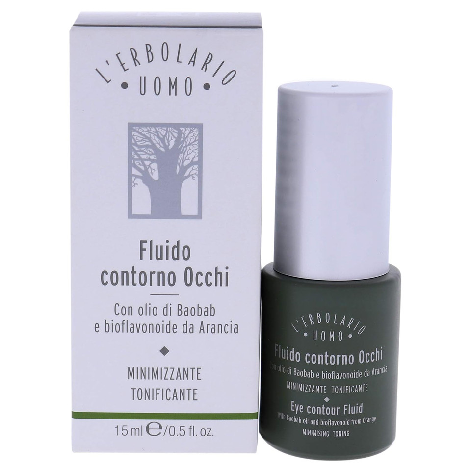 L'Erbolario Baobab And Green Coffee Eye Contour Fluid - Provides Long-Lasting Freshness And Tone To Skin - Minimizes Sagging And Dark Circles - Fast-Acting Face Serum - Plant Powered Skincare - 0.5 Oz