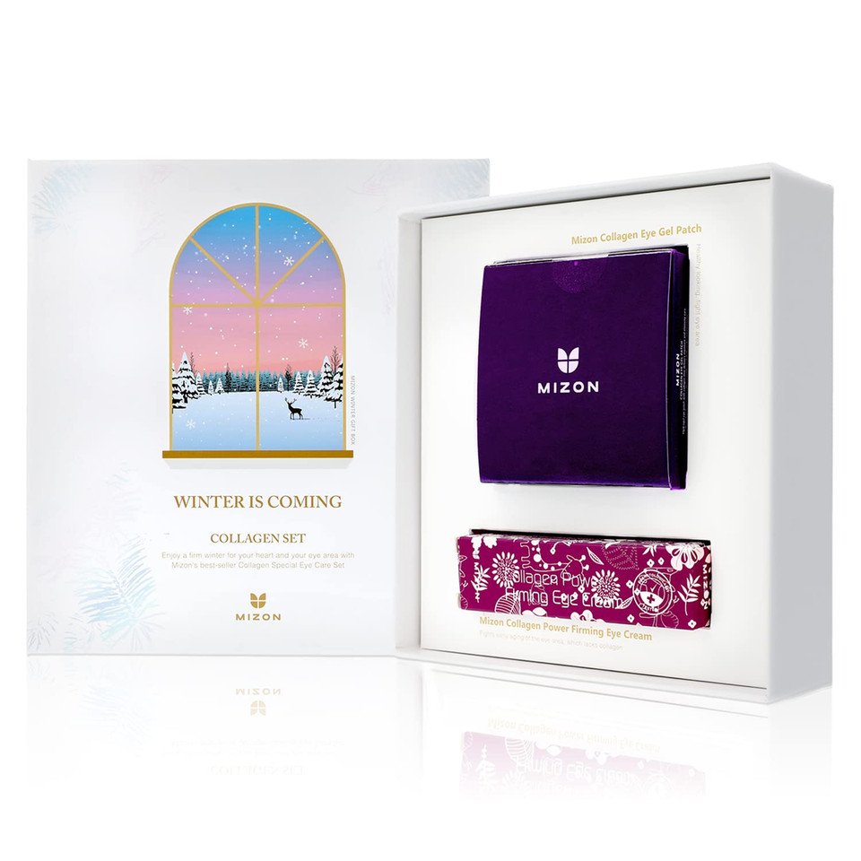 Mizon Eye Skincare Set - Special Winter Is Coming Set, Eye Cream And Undereye Patches, Wrinkle Care, Skin Elasticity, Moisturizing, For Dark Circles And Eye Bags (Collagen Set)