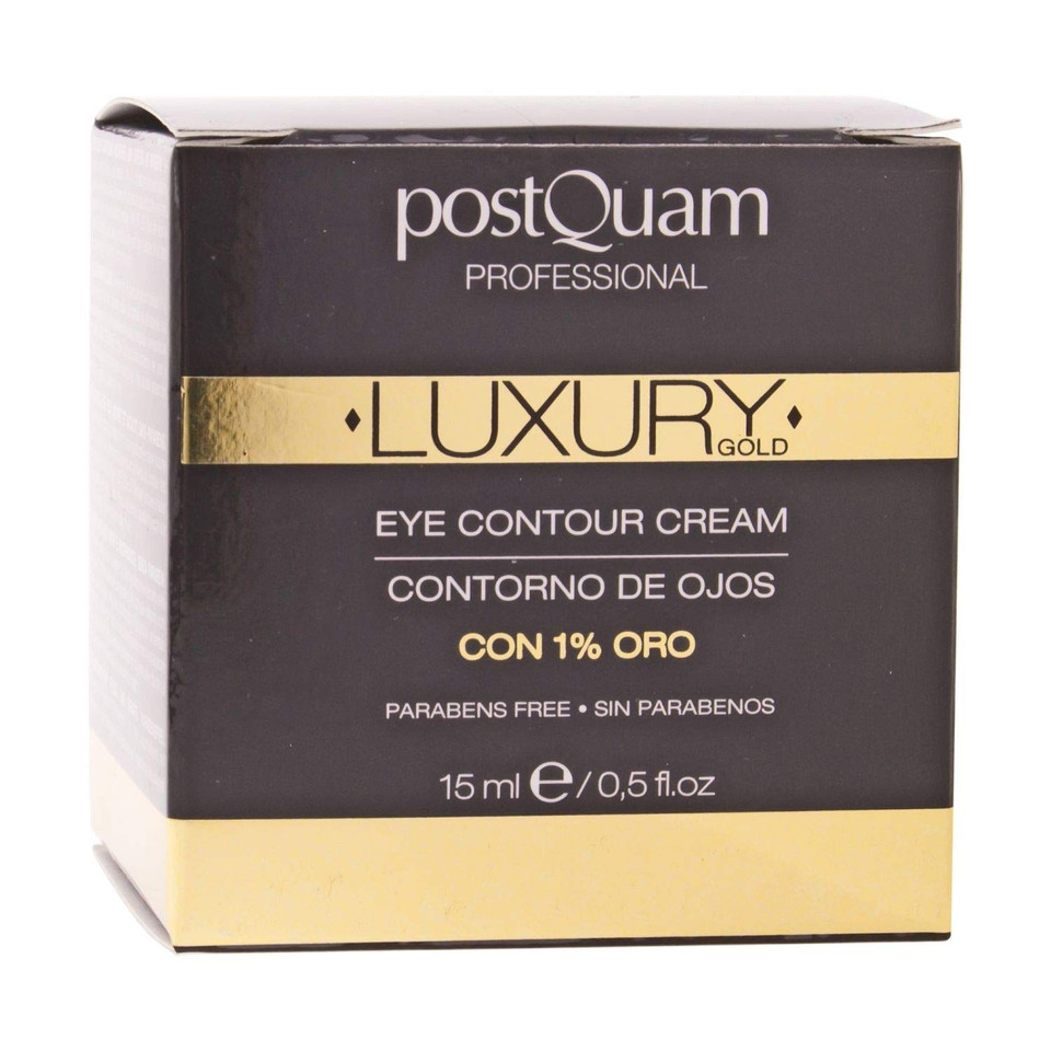 Postquam Professional Luxury Gold Eye Contour Cream 15Ml  Spanish Beauty - Hyaluronic Acid - Helps Minimize Wrinkles & Expression Lines - To Soothe The Eye Area - Active Ingredients