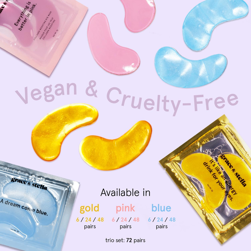 Award Winning Under Eye Mask (Blue, 6 Pairs) Reduce Dark Circles, Puffy Eyes, Undereye Bags, Wrinkles - Gel Under Eye Patches, Vegan Cruelty-Free Self Care By Grace And Stellablue