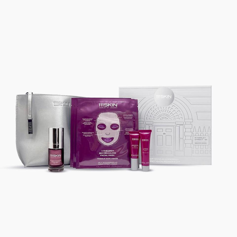 111Skin Precision Repair Edit Giftset | Includes Eye Lift Gel Nac Y2, Repair Serum Nac Y2, Day Cream Nac Y2 & Bio Cellulose Face Mask | Fights Free Radical Damage