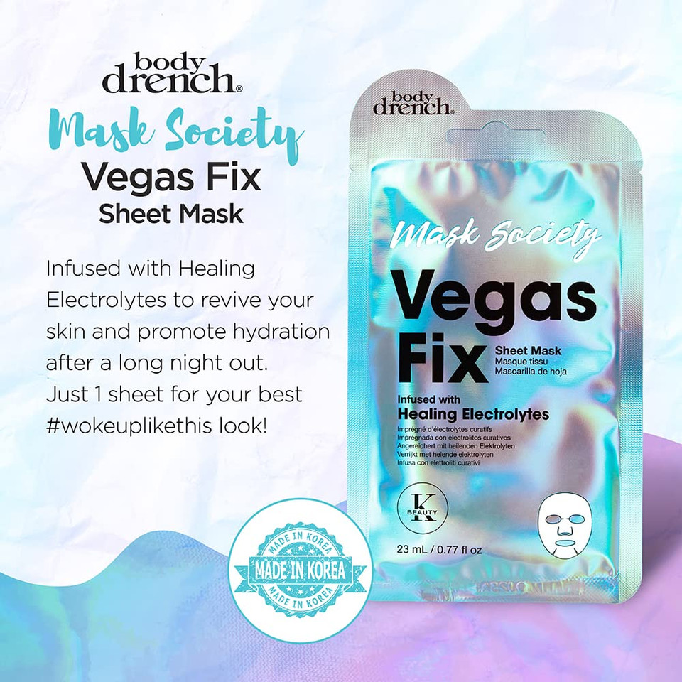 Body Drench Mask Society Vegas Fix Face Sheet Mask With Healing Electrolytes X 4 Packs