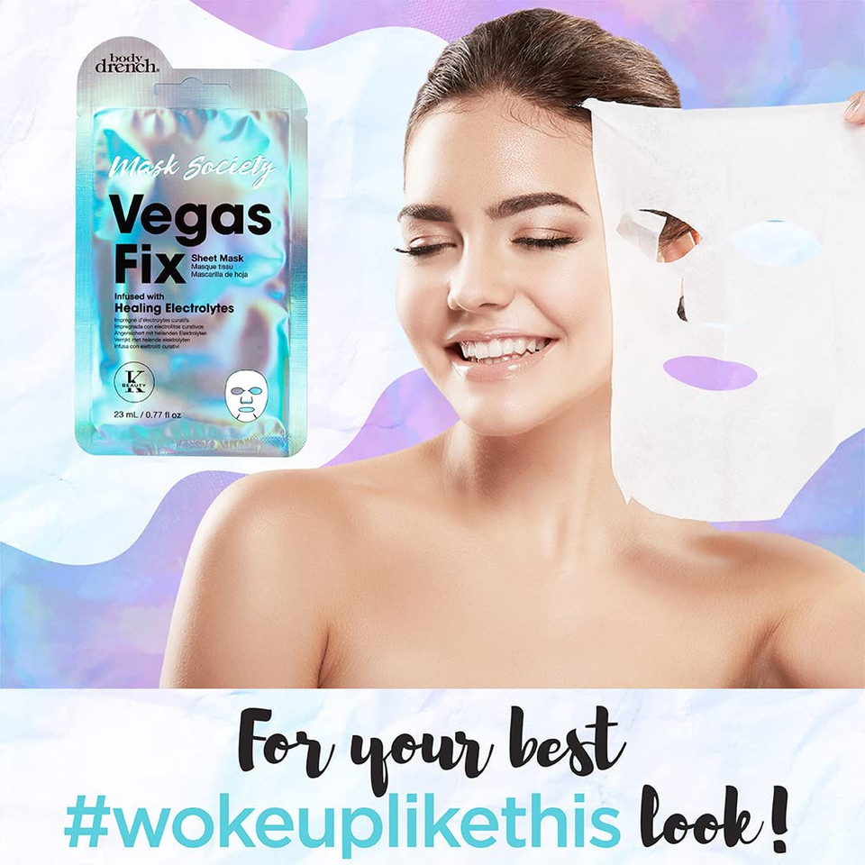 Body Drench Mask Society Vegas Fix Face Sheet Mask With Healing Electrolytes X 4 Packs