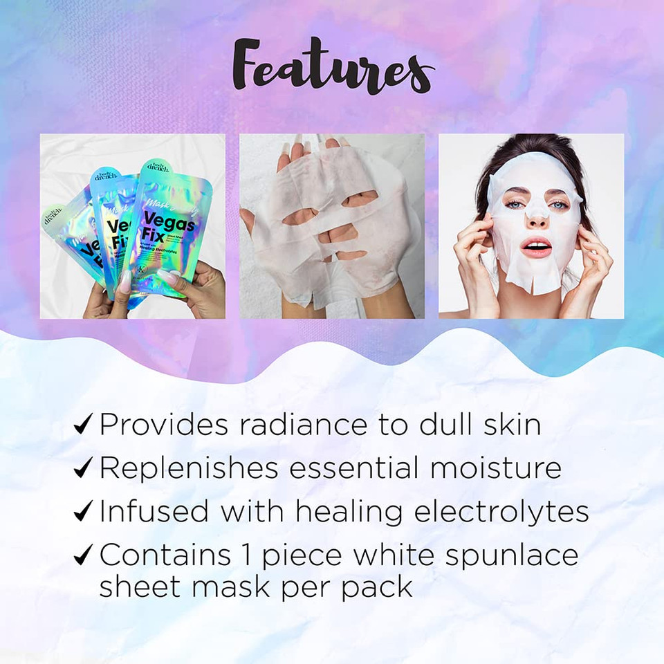 Body Drench Mask Society Vegas Fix Face Sheet Mask With Healing Electrolytes X 4 Packs