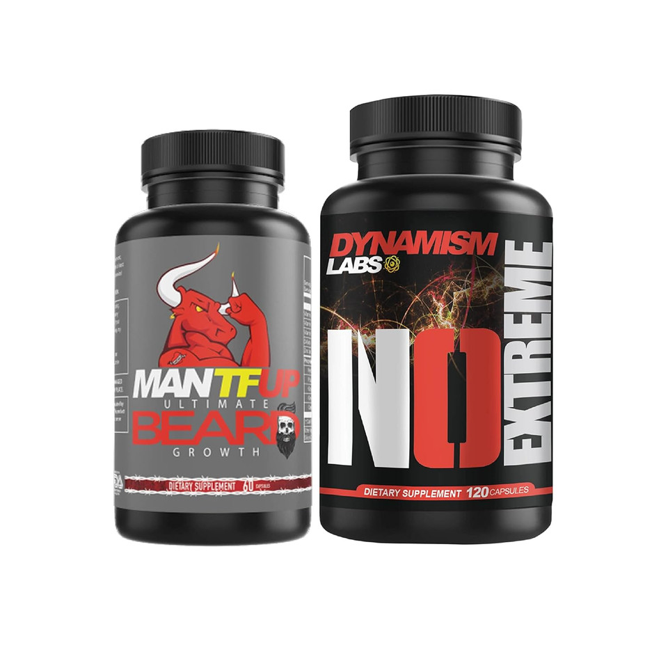 Dynamismlabs Mantfup Beard And No Bundle - Ultimate Beard Growth And Nitric Oxide (No) (2 Bottles)
