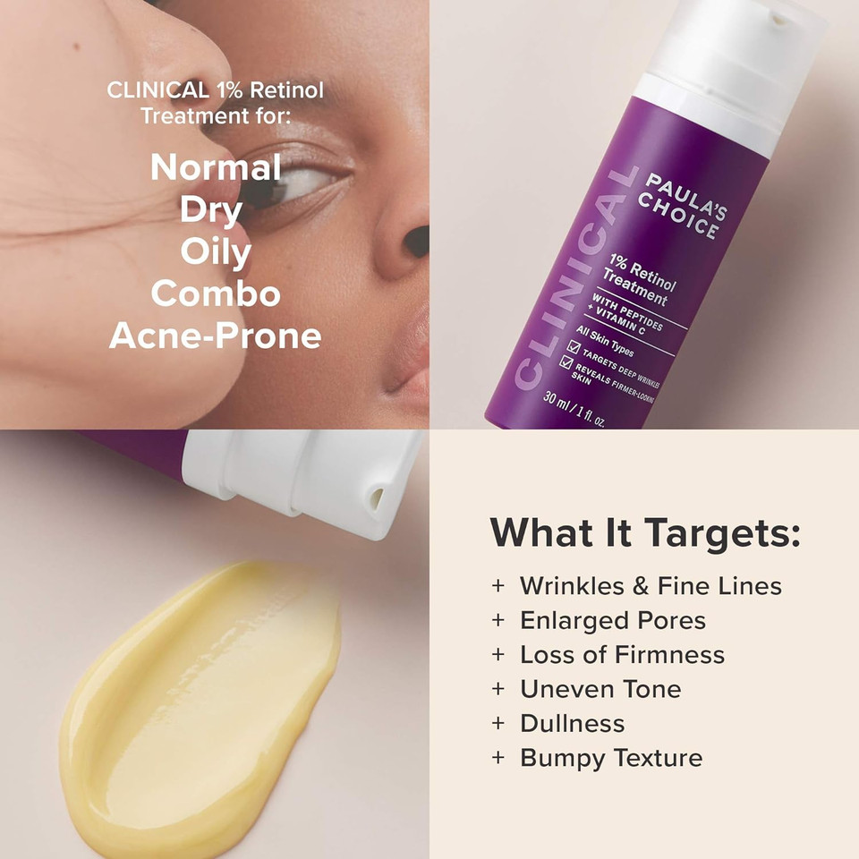 Paula'S Choice Clinical 1% Retinol Treatment + C5 Super Boost 5% Vitamin C Moisturizer, For Discoloration, Deep Wrinkles & Dark Spots, Fragrance-Free & Paraben-Free, Set Of 2