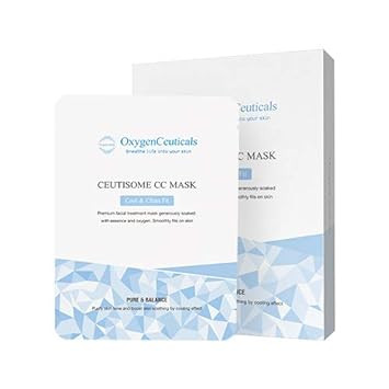 Premium Korean Facial Mask Sheets For Cooling, Calming And Moisturizing, Ceutisome Cc Mask By Oxygenceuticals, 6 Sheets/Box