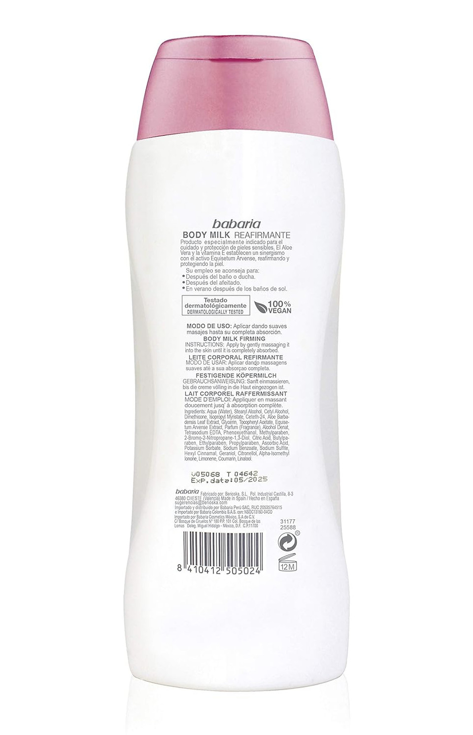 Babaria Firming Body Milk - Soothing And Smoothing Properties - Helps Protects And Regenerates Your Epidermis - Infused With Aloe Vera And Vitamin E - Suitable For All Skin Types - 16.6 Oz Babaria Firming Body Milk - Soothing And Smoothing Properties - Helps Protects And Regenerates Your Epidermis - Infused With Aloe Vera And Vitamin E - Suitable For All Skin Types - 16.6 Oz