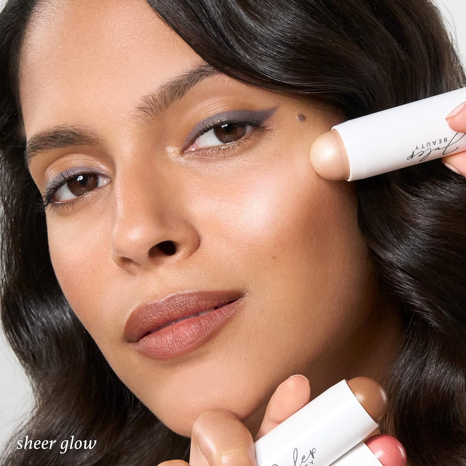 Julep Skip The Brush Cream To Powder Blush Stick Trio - Blendable And Buildable Color - 2-In-1 Blush And Lip Makeup Stick, Neutral Bronze, Sheer Glow, Peony Pink