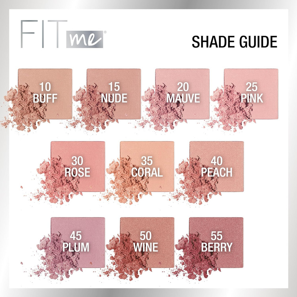 Maybelline Fit Me Blush, Lightweight, Smooth, Blendable, Long-Lasting All-Day Face Enhancing Makeup Color, Plum, 1 Count45 Plum