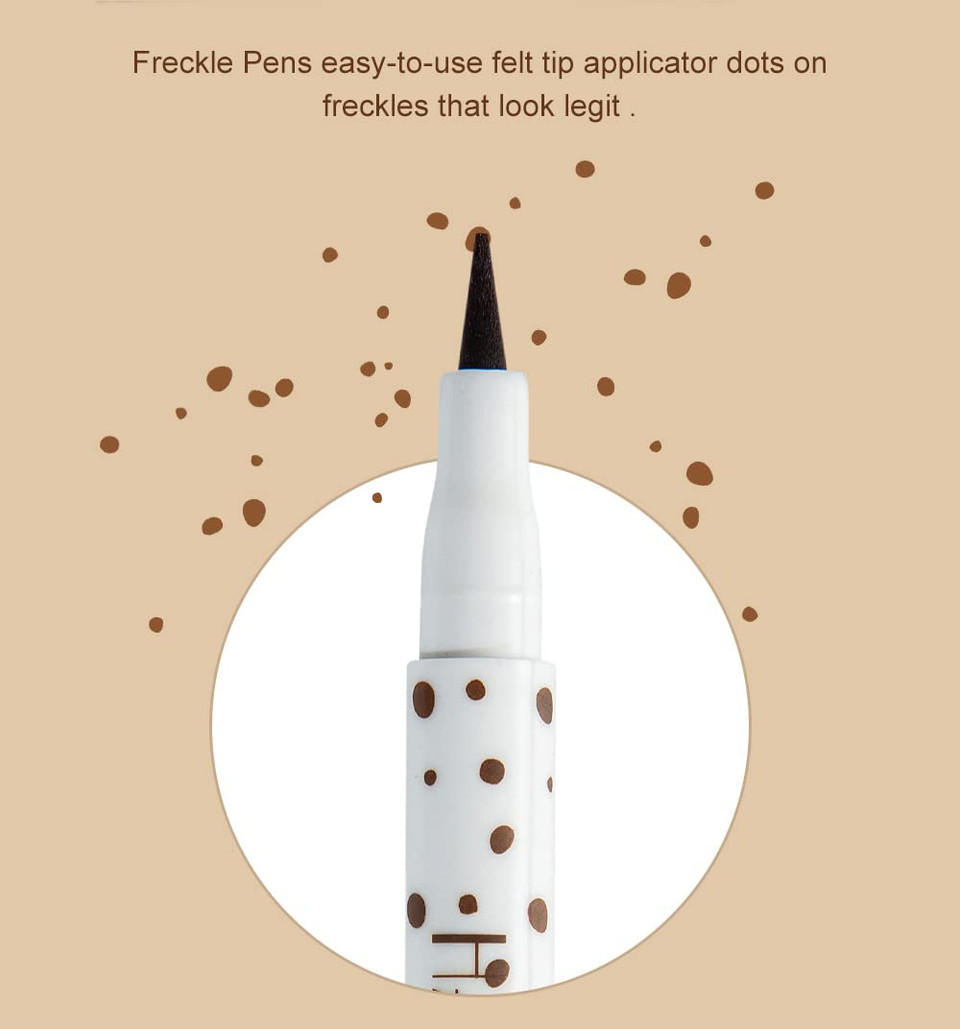 2 Pcs Freckle Pen Set, Quick Create Realistic Sunkissed Fake Freckles Makeup, Lifelike Waterproof Long Lasting Soft Dot Spot Faux Freckle Makeup Pen (Chestnut & Dark Brown)Chestnut & Dark Brown
