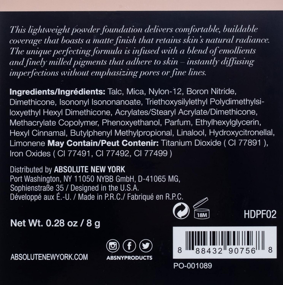 Absolute New York Hd Flawless Powder Foundation (Pearl)