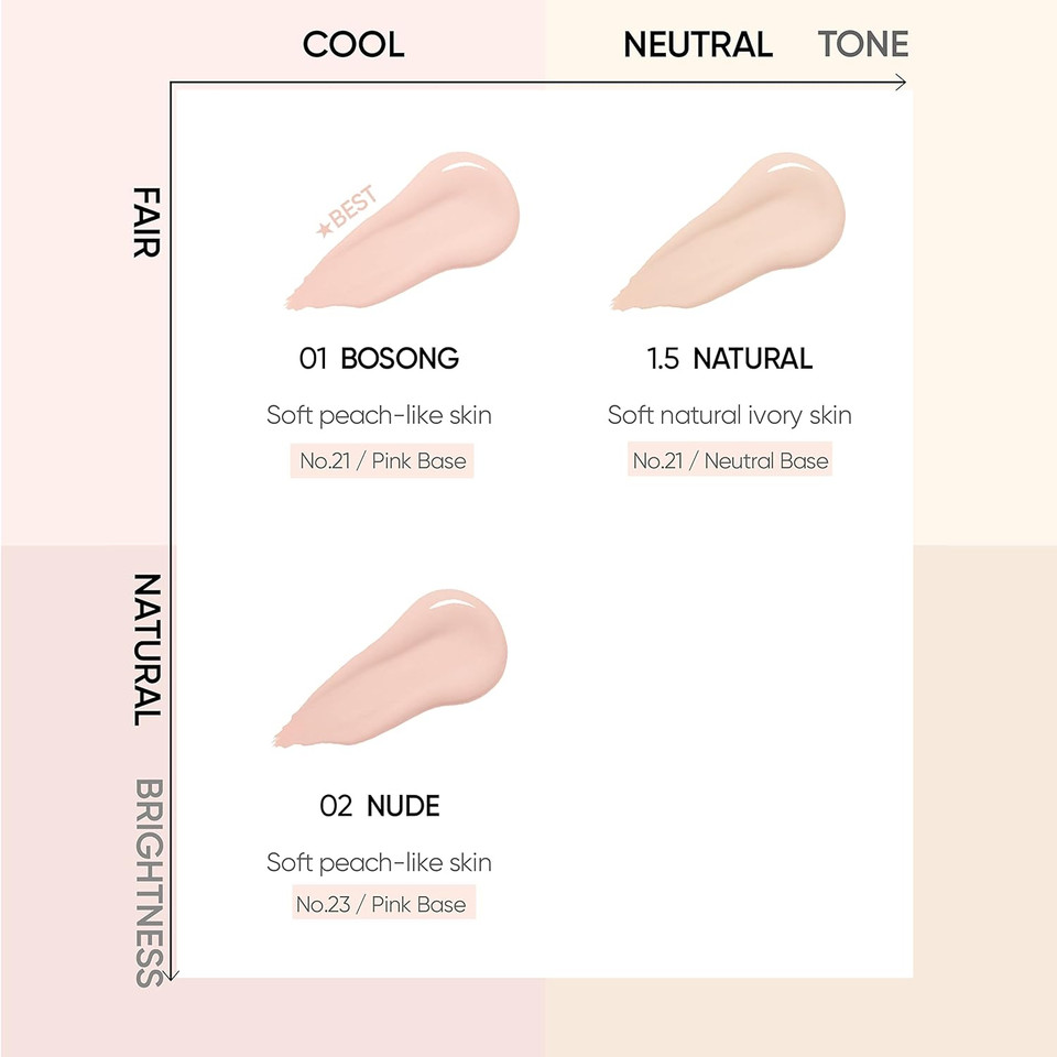 Amuse Seoul Meta Fixing Cushion Foundation 1.5 Natural | Nude Peach | Matte, Fluffy Texture, Long-Lasting, High Coverage, Bright Finish, Clean Beauty, Vegan1.5 Natural