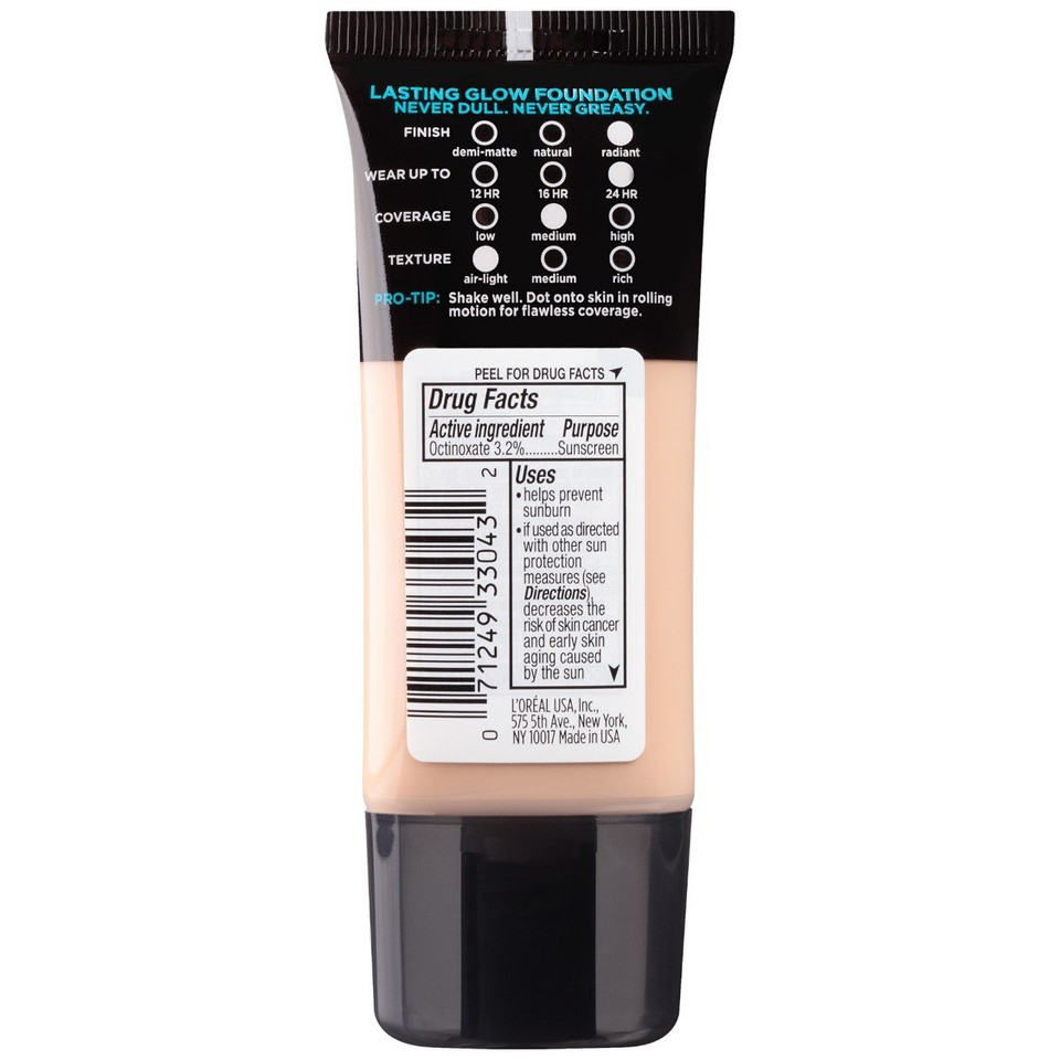 L'Oreal Paris Makeup Infallible Up To 24Hr Pro-Glow Foundation, Creamy Natural, 1 Fl Ozcreamy Natural1 Fl Oz (Pack Of 1)