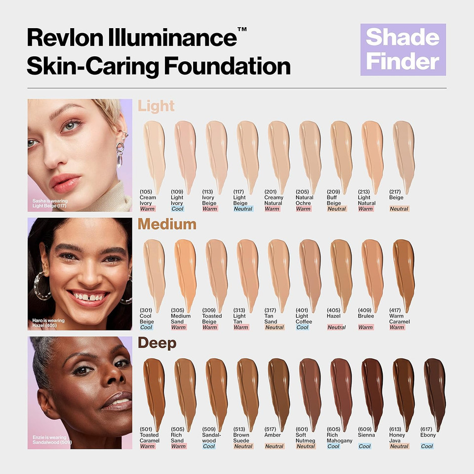 Revlon Illuminance Skin-Caring Liquid Foundation, Hyaluronic Acid, Hydrating And Nourishing Formula With Medium Coverage, 213 Light Natural (Pack Of 1)Light Natural