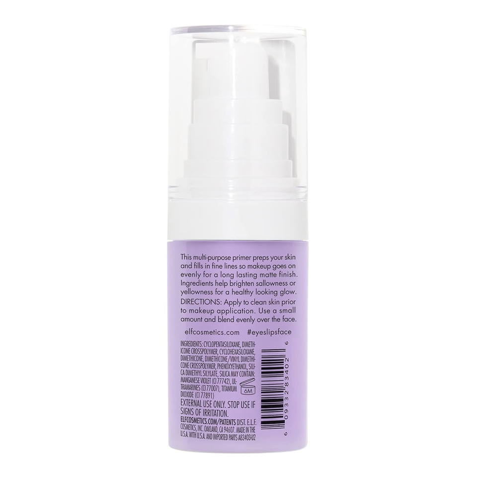 E.L.F. Brightening Lavender Face Primer, Face Makeup Primer For Neutralizing Uneven Skin Tones & Brightening Complexion, Vegan & Cruelty-Free