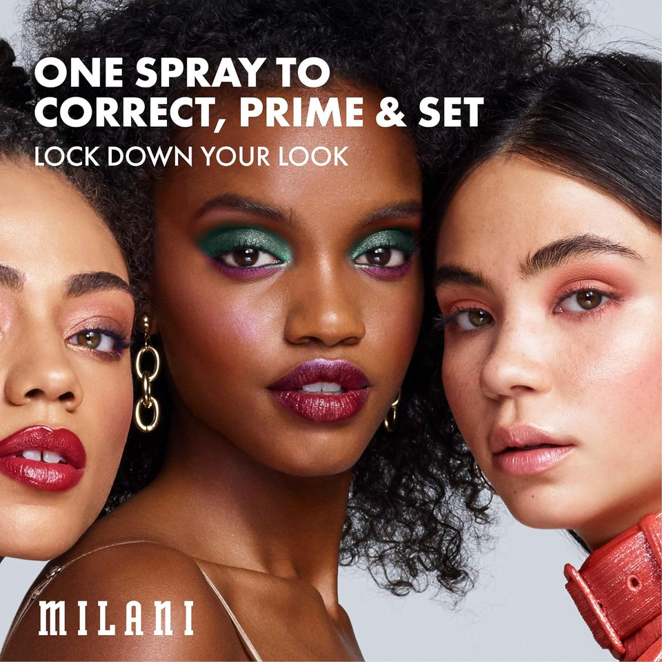 Milani Make It Last 3-In-1 Setting Spray And Primer & Milani Highly Rated Anti-Gravity Black Mascara With Castor Oil And Molded Hourglass Shaped Brush