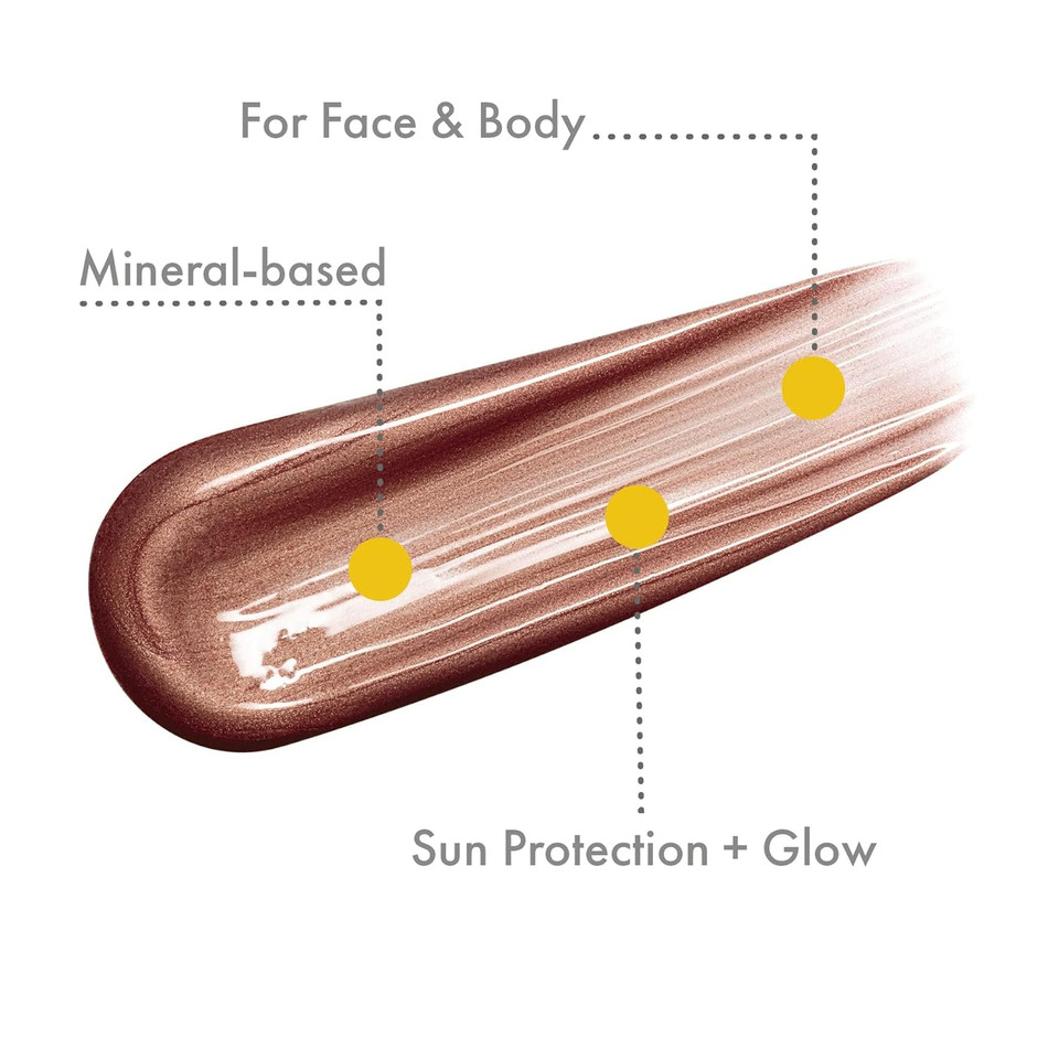 Unsun Face & Body Mineral Highlighter With Broad Spectrum Spf 15 - Liquid Illuminator Makeup, Adds Natural Glow - 1 Fl Oz, Bronze Goddessbronze Goddess
