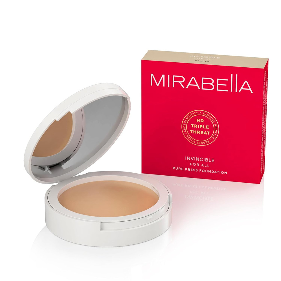 Mirabella Invincible For All Pure Press Foundation Powder (Tan T11) - Mineral Face Powder Compact Make-Up For Fine Lines & Wrinkles - Matte Pressed Powder Makeup - Paraben-Free & Talc Freetan T111.88 Pound (Pack Of 1)