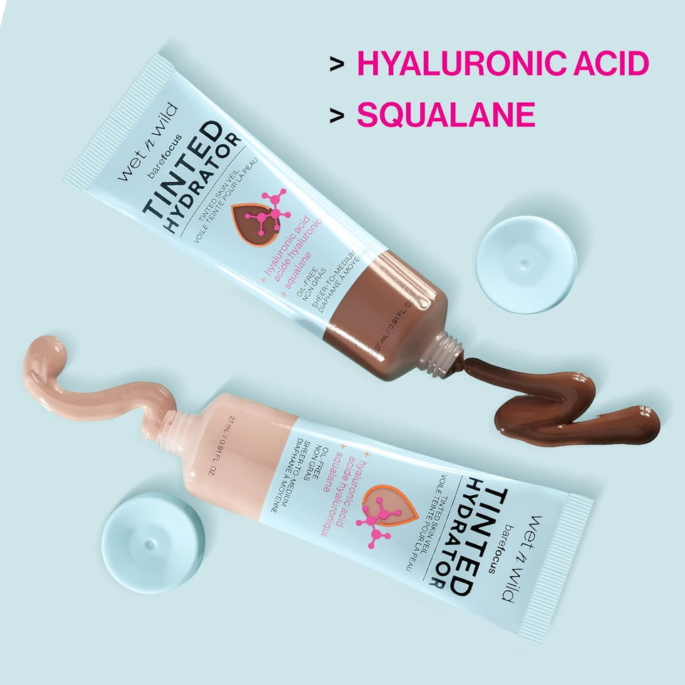 Wet N Wild Bare Focus Tinted Hydrator Matte Natural Finish, Oil-Free Tinted Face Moisturizer Makeup, Hyaluronic Acid, Squalane, Sheer To Medium Coverage, Tan Medium Deeptan Medium Deep