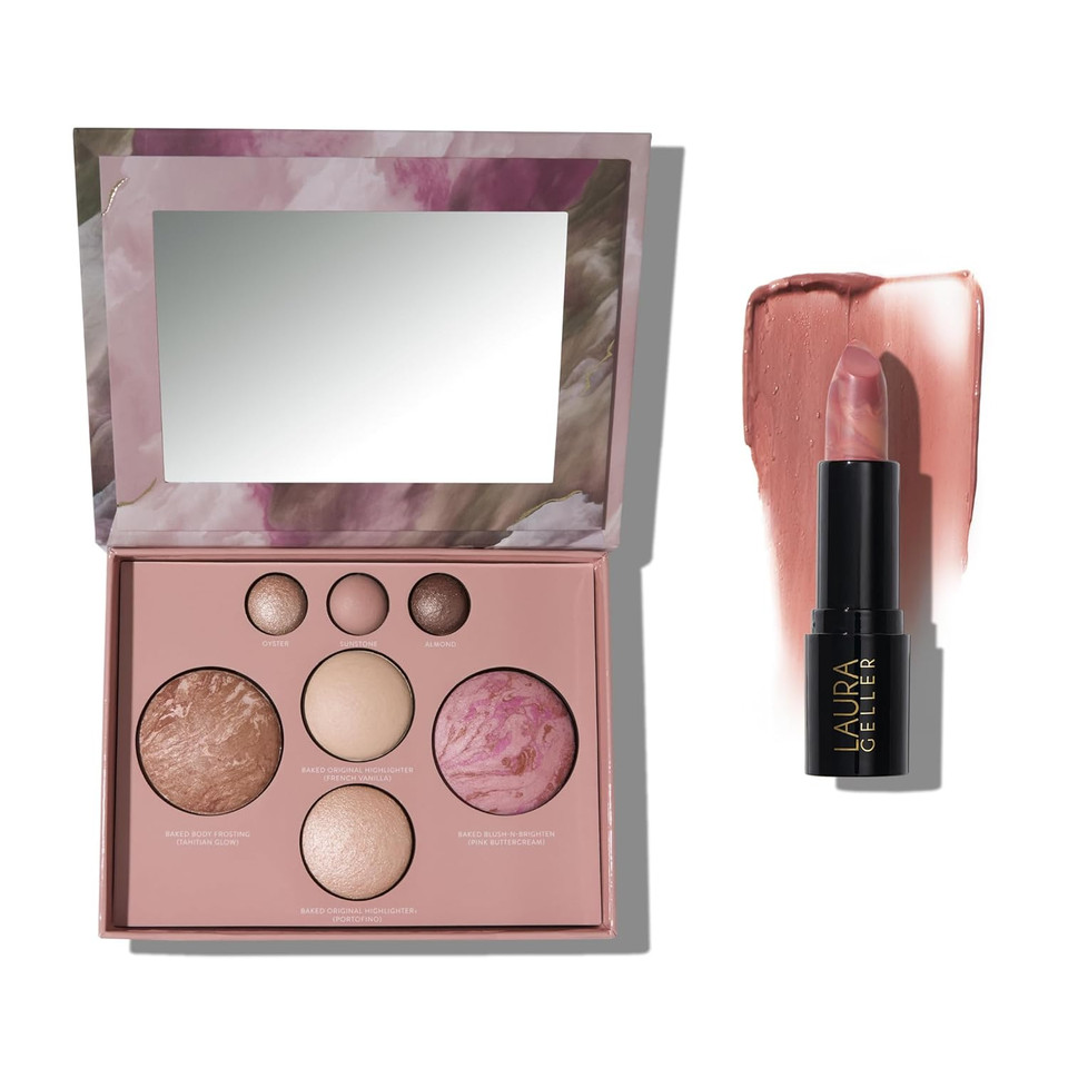 Laura Geller New York Best Of The Best Full Face Palette + Italian Marble Sheer Hydrating Lipstick, Al Fresco